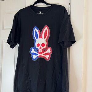 Psycho Bunny Black Tee with Skull Bunny Logo